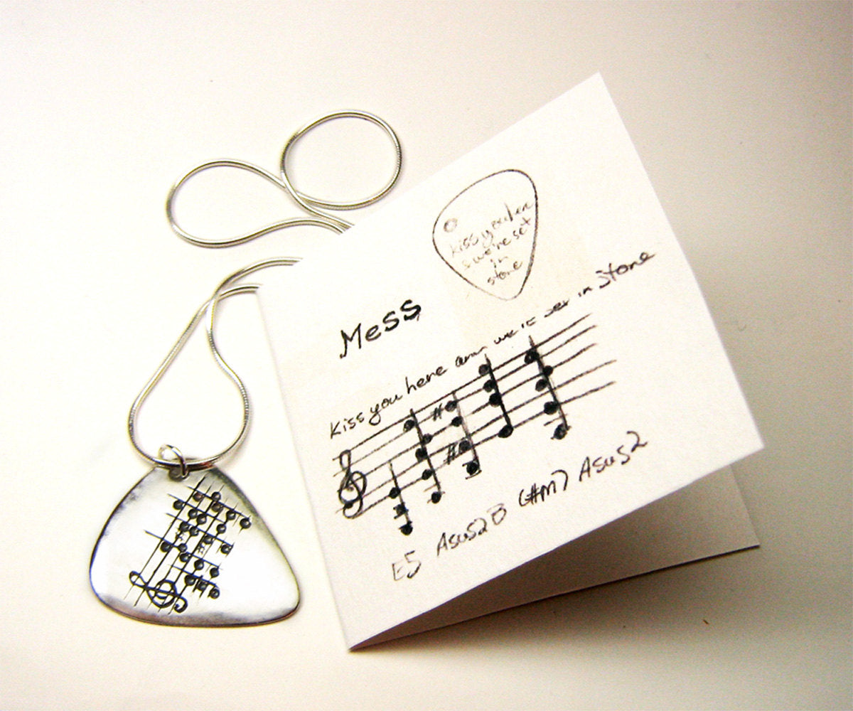 Custom Guitar Pick Necklace – Woobie Beans Jewelry, Gifts & Apparel